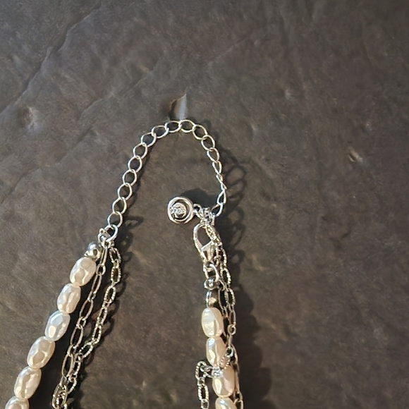 Faux Pearl Double Strand Layered Drape Necklace Fashion Costume Jewelry - Picture 4 of 4